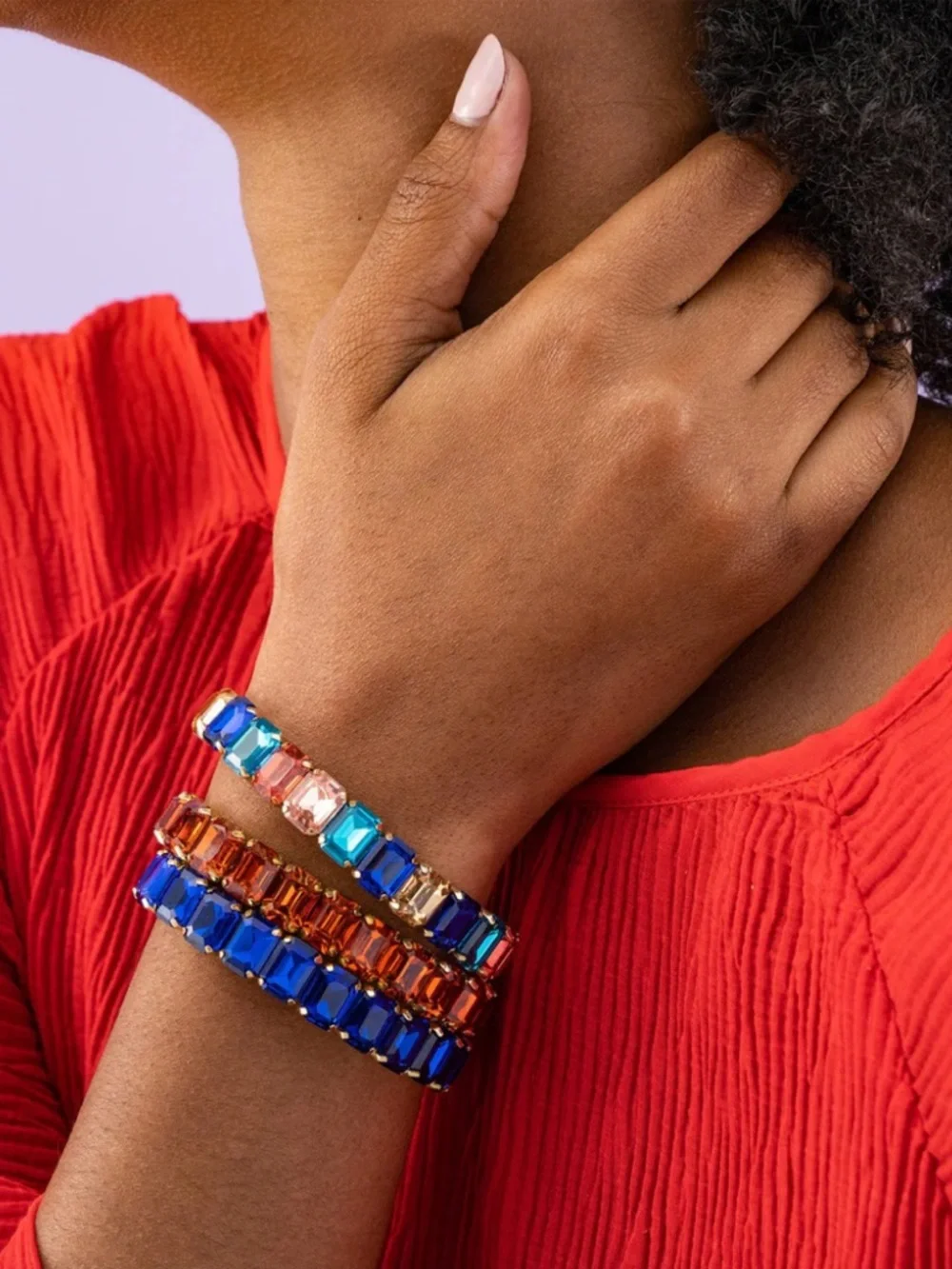 NEW Ink +‎ Alloy Etta Small Rectangle Stone Stretch Bracelet Gold Amber